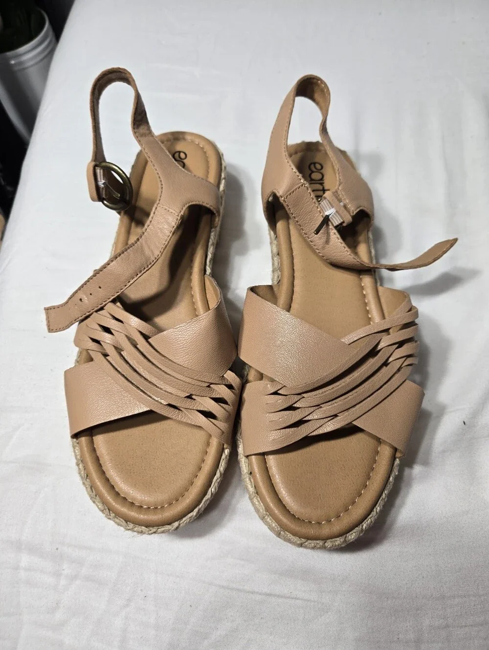 Earth Hilda Women's Platform Espadrille Sz 10 Like New Tan